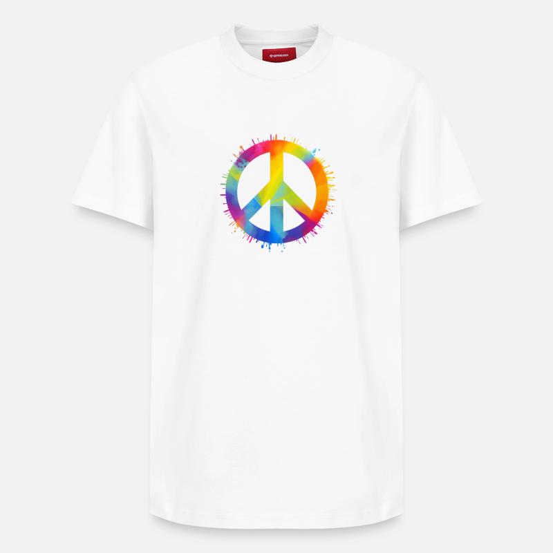Regenbogen Peace - Relaxed Unisex Supima Cotton T-Shirt – von SPREAD - Weiß