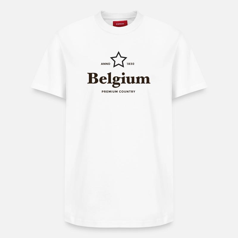 belgique PREMIUM PAYS - T-shirt unisexe décontracté en coton Supima – de SPREAD - blanc