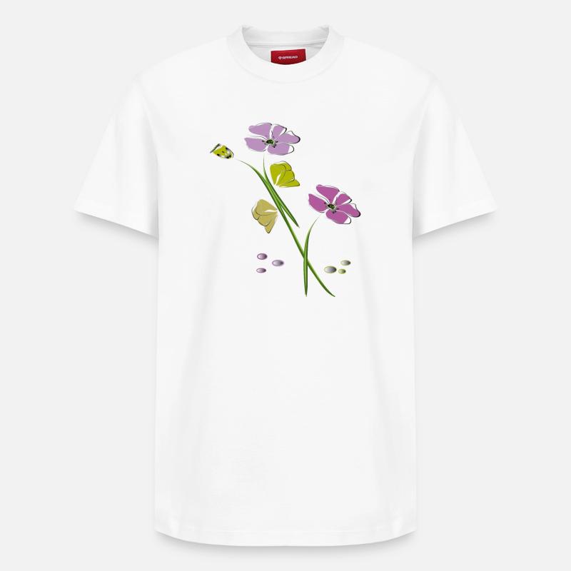 Blumen, Fleurs - T-shirt unisexe décontracté en coton Supima – de SPREAD - blanc