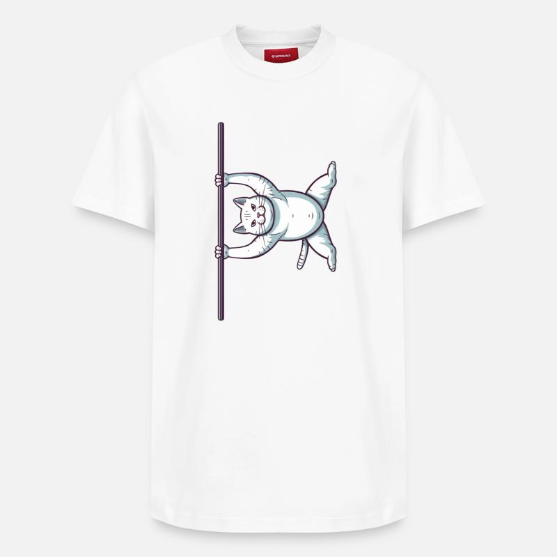 Weiße Comic Katze im Iron X - Relaxed Unisex Supima Cotton T-Shirt – von SPREAD - Weiß