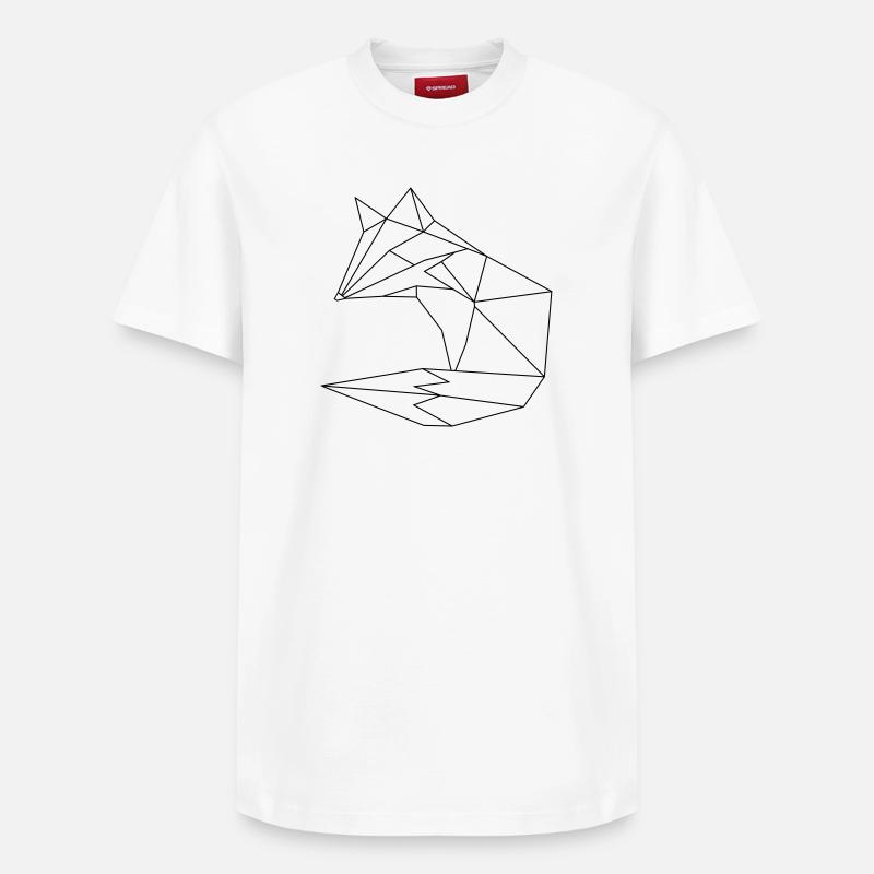 Fuchs im ORGAMI style Liniar - Relaxed Unisex Supima Cotton T-Shirt – von SPREAD - Weiß