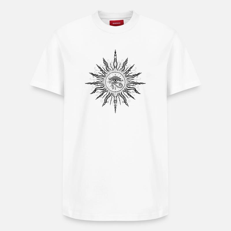Soleil, été, œil d’Horus - T-shirt unisexe décontracté en coton Supima – de SPREAD - blanc