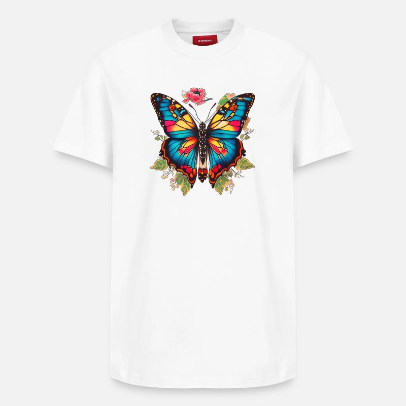 Tatouage papillon - T-shirt unisexe décontracté en coton Supima – de SPREAD - blanc
