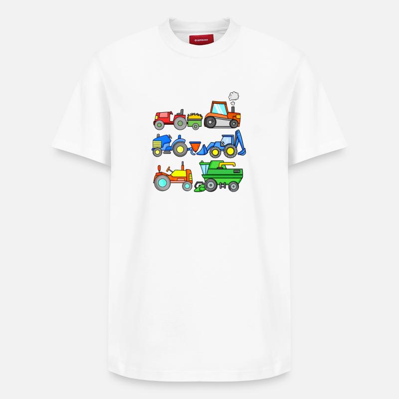 Véhicules de chantier - T-shirt unisexe décontracté en coton Supima – de SPREAD - blanc