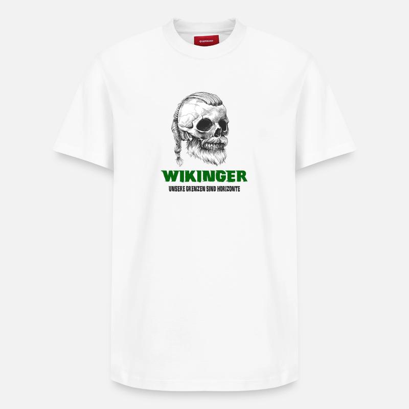 Wikinger Totenkopf Design - Relaxed Unisex Supima Cotton T-Shirt – von SPREAD - Weiß
