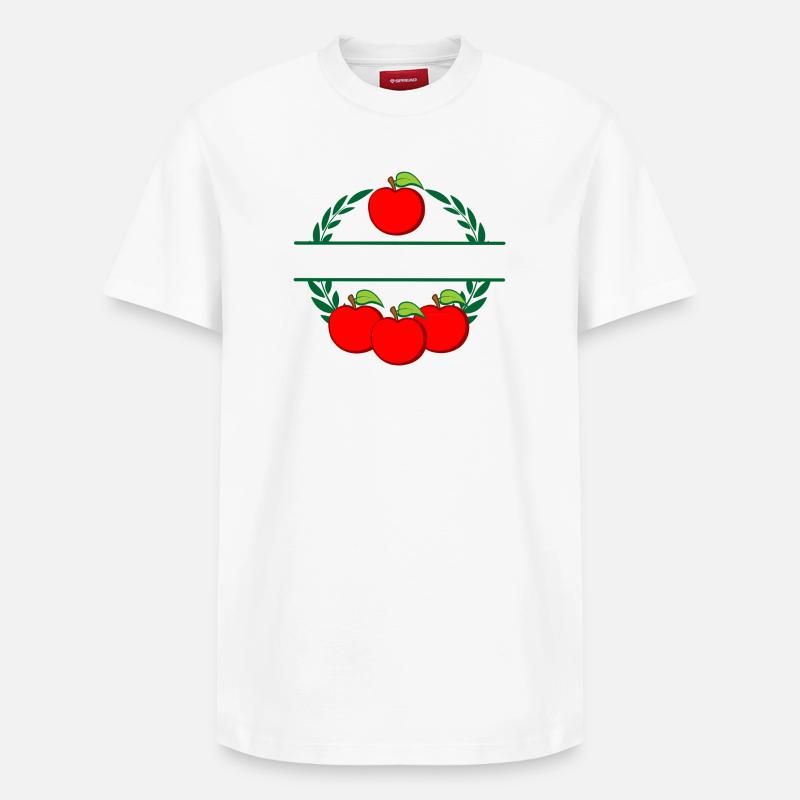 Äpfel im Lorbeerkranz rote Äpfel - Relaxed Unisex Supima Cotton T-Shirt – von SPREAD - Weiß