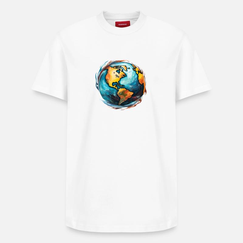 Globe en mouvement - T-shirt unisexe décontracté en coton Supima – de SPREAD - blanc