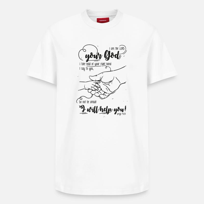 Jesaja Bibelvers Ich helfe dir - Relaxed Unisex Supima Cotton T-Shirt – von SPREAD - Weiß