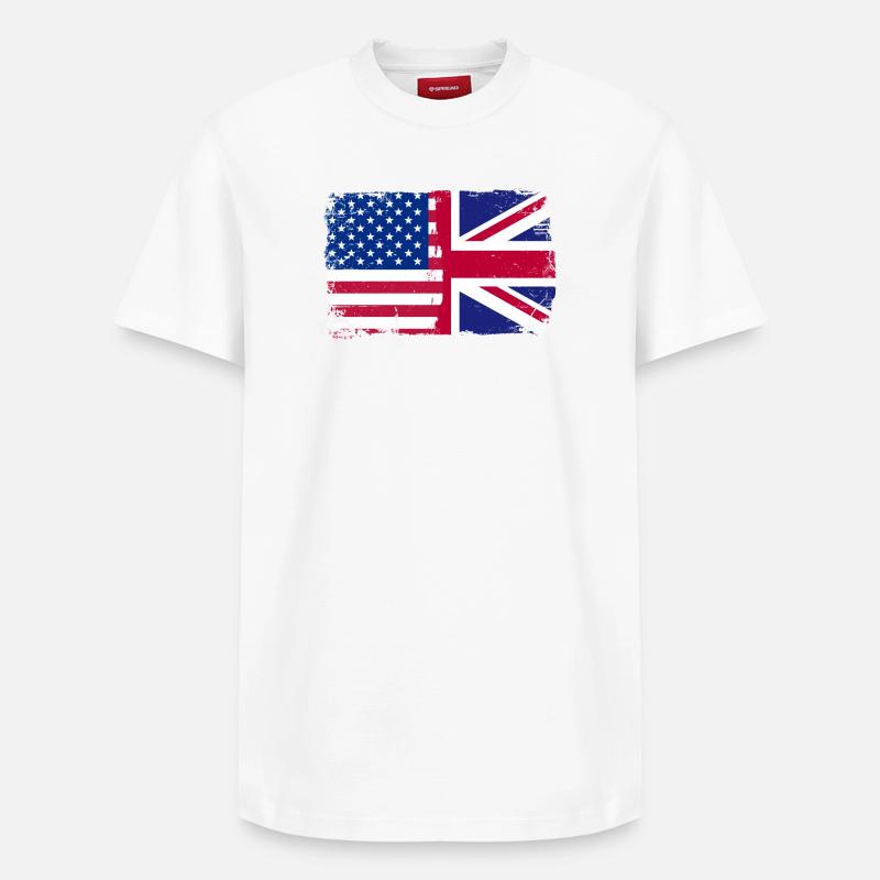 Drapeau Fusion USUK Grunge - T-shirt unisexe décontracté en coton Supima – de SPREAD - blanc