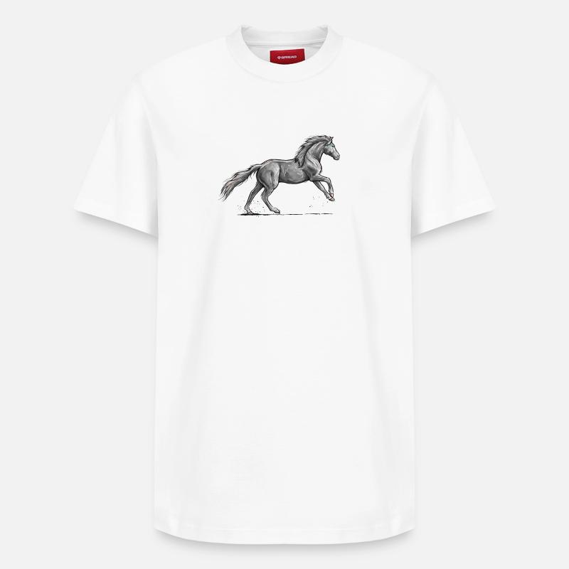 Galop de cheval noir - T-shirt unisexe décontracté en coton Supima – de SPREAD - blanc