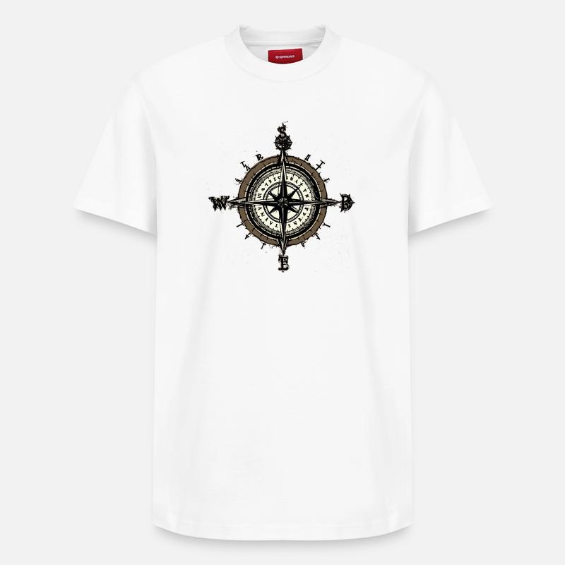 Kompass - Relaxed Unisex Supima Cotton T-Shirt – von SPREAD - Weiß