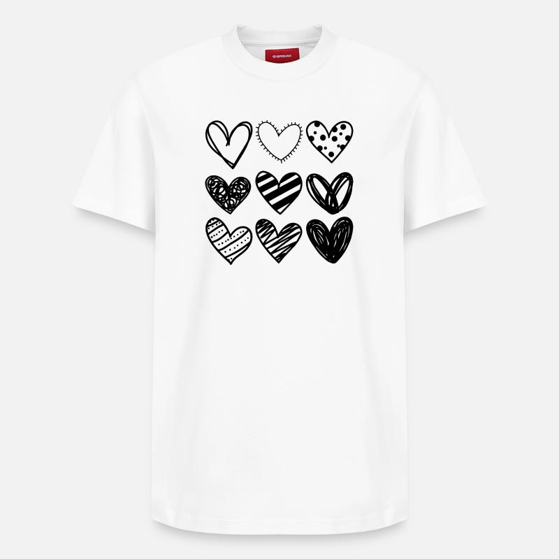 Neuf cœurs - T-shirt unisexe décontracté en coton Supima – de SPREAD - blanc