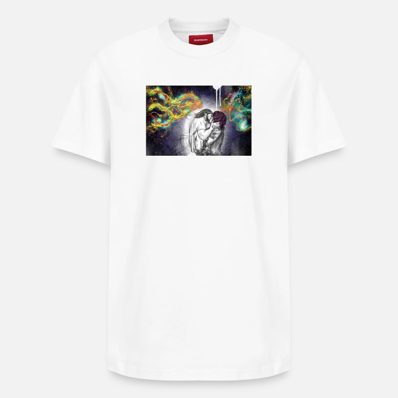 Premier baiser - T-shirt unisexe décontracté en coton Supima – de SPREAD - blanc