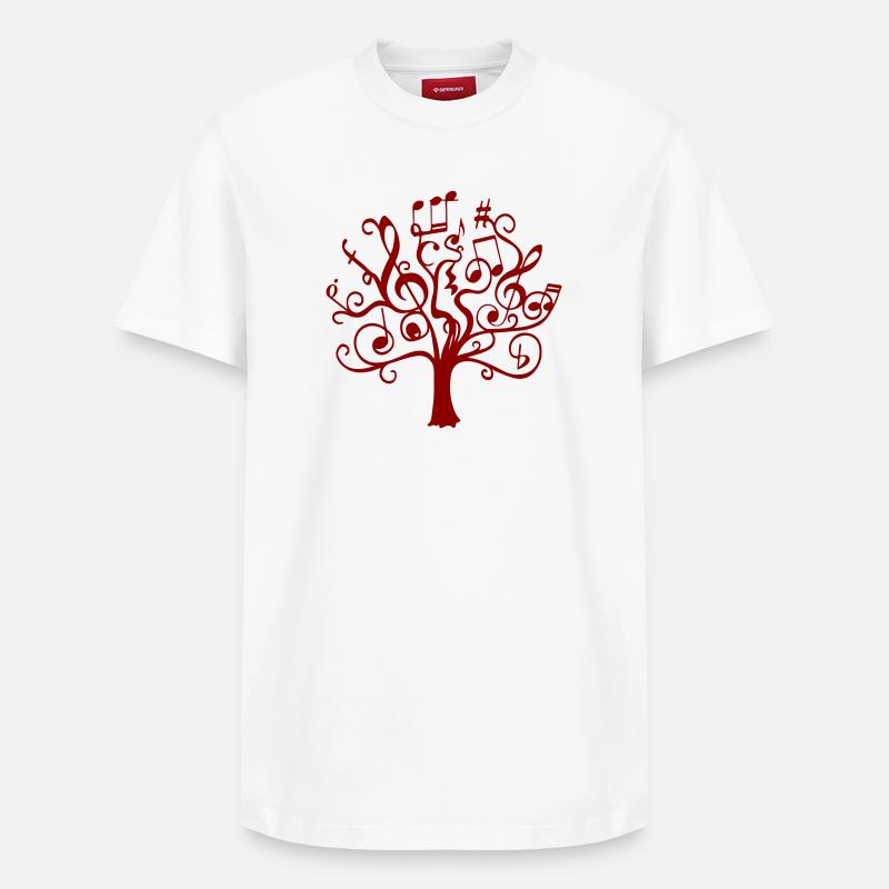 Arbre de notes rouge - T-shirt unisexe décontracté en coton Supima – de SPREAD - blanc