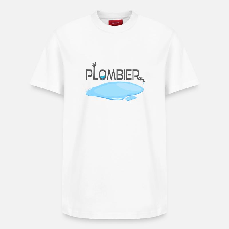 Plombier - T-shirt unisexe décontracté en coton Supima – de SPREAD - blanc