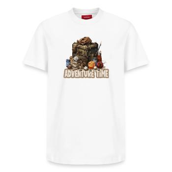 Rollenspiel Abenteuerzeit Fantasyausrüstung - Relaxed Unisex Supima Cotton T-Shirt – von SPREAD - Weiß - Vorne - AI Model Female 172 dark (172cm) & AI Model Male 185 dark (185cm)