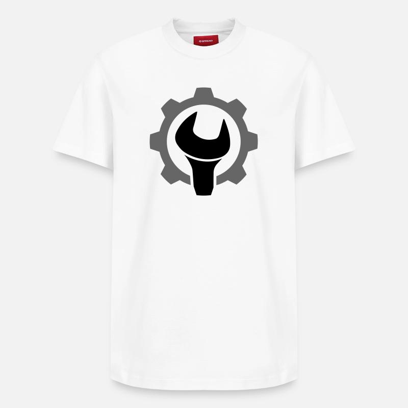 Engrenage / roue dentée et clé - T-shirt unisexe décontracté en coton Supima – de SPREAD - blanc
