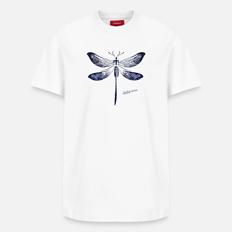 Tiefblaue Libellen Silhouette - Relaxed Unisex Supima Cotton T-Shirt – von SPREAD - Weiß