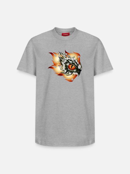 magisches Auge eines Drachen im Flammen Tattoo - Relaxed Unisex Supima Cotton T-Shirt – von SPREAD - Weiß