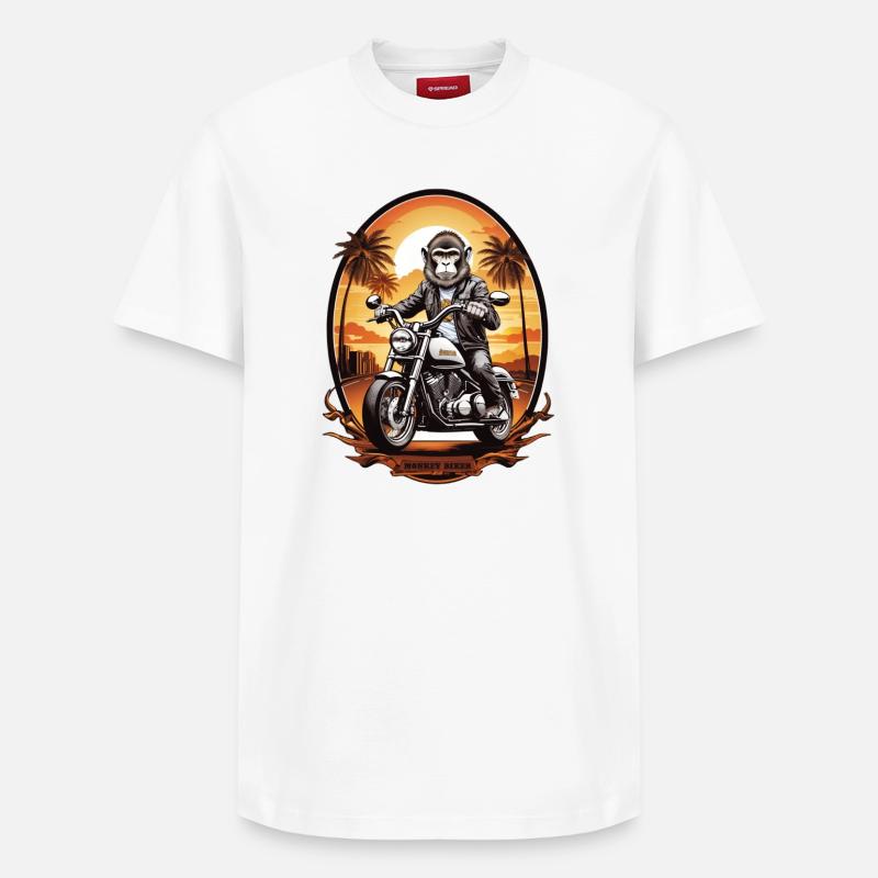 Singe à moto - T-shirt unisexe décontracté en coton Supima – de SPREAD - blanc
