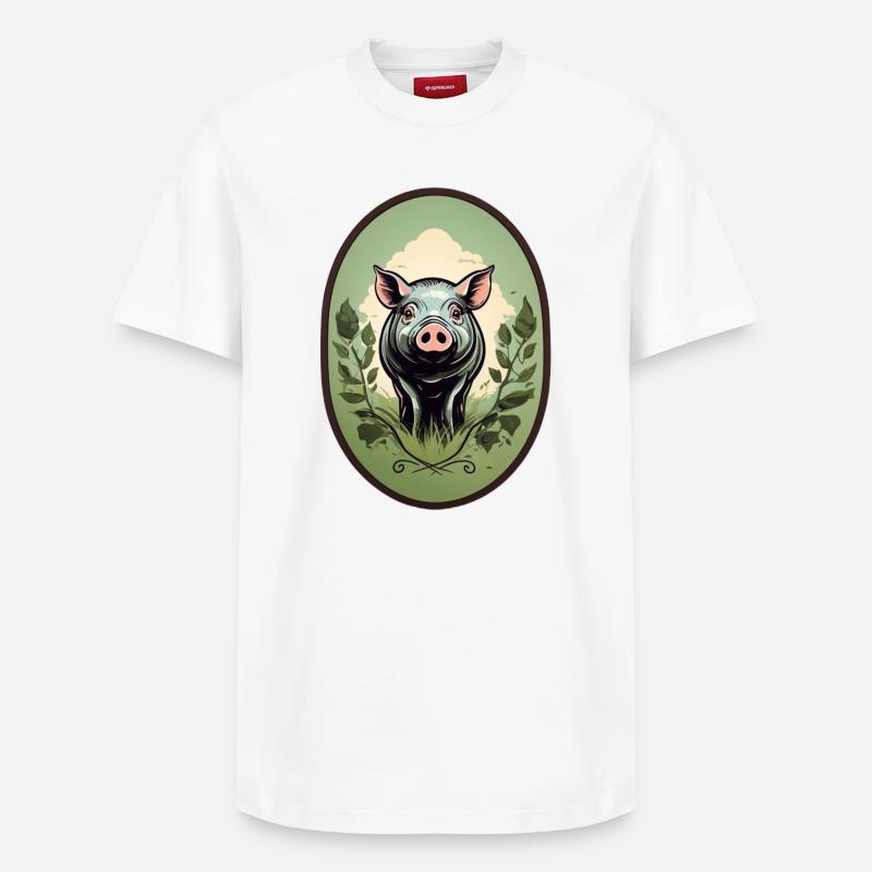 Cochon chanceux - T-shirt unisexe décontracté en coton Supima – de SPREAD - blanc