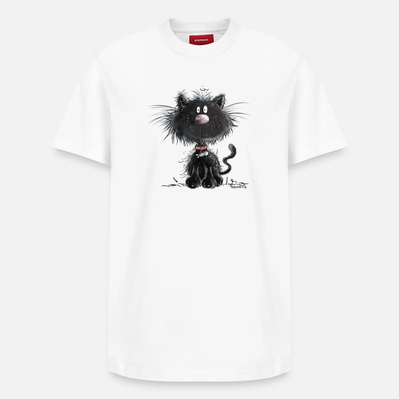 Drollige Schwarze Katze - Relaxed Unisex Supima Cotton T-Shirt – von SPREAD - Weiß