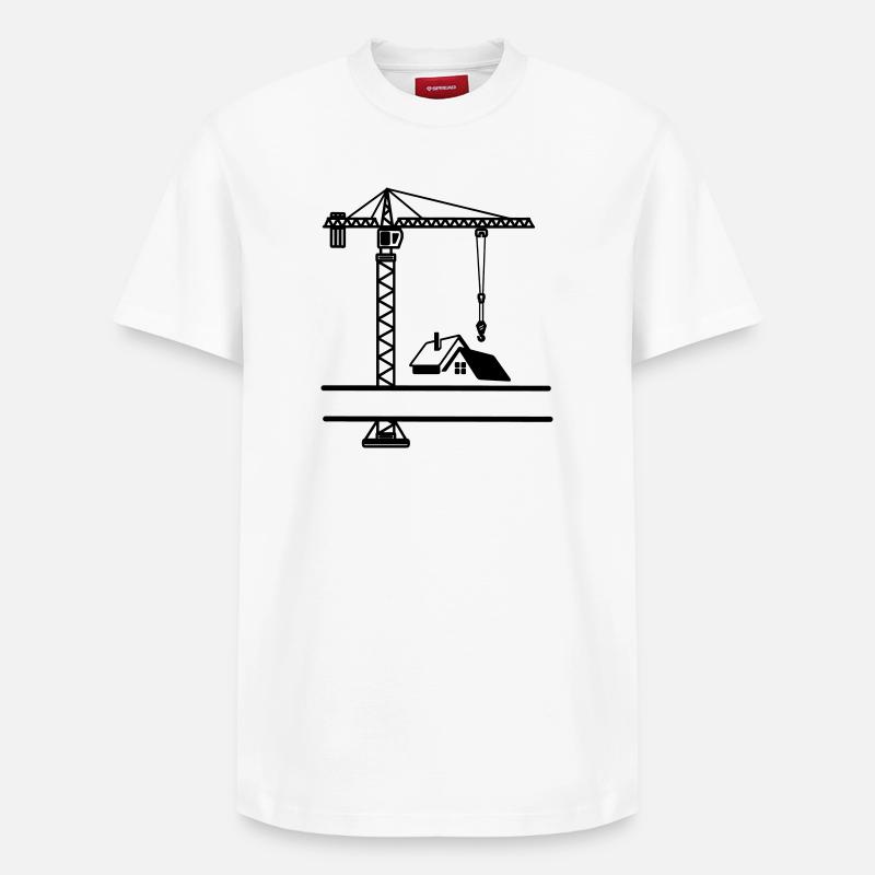 Grue de construction avec maison - T-shirt unisexe décontracté en coton Supima – de SPREAD - blanc