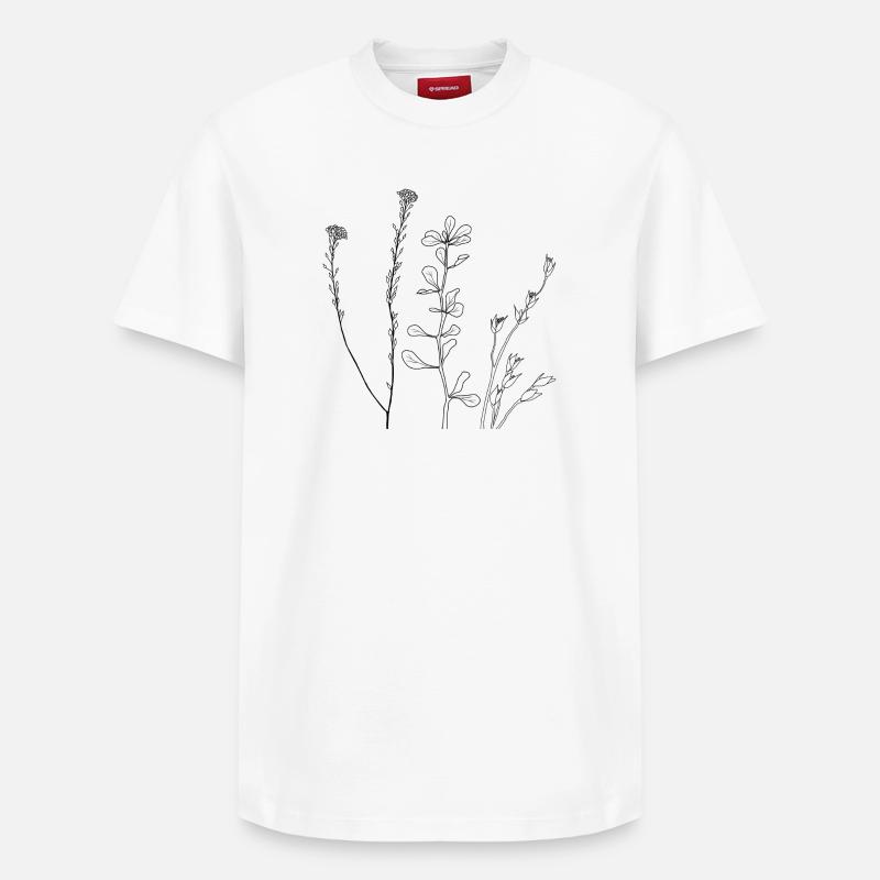 Art au trait floral - T-shirt unisexe décontracté en coton Supima – de SPREAD - blanc