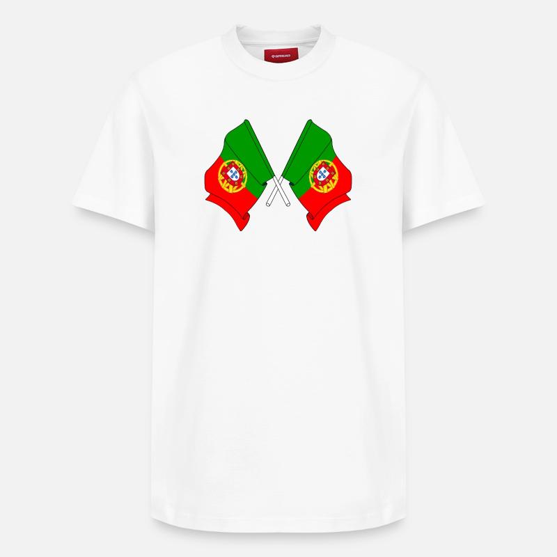 Deux drapeaux Portugal - T-shirt unisexe décontracté en coton Supima – de SPREAD - blanc