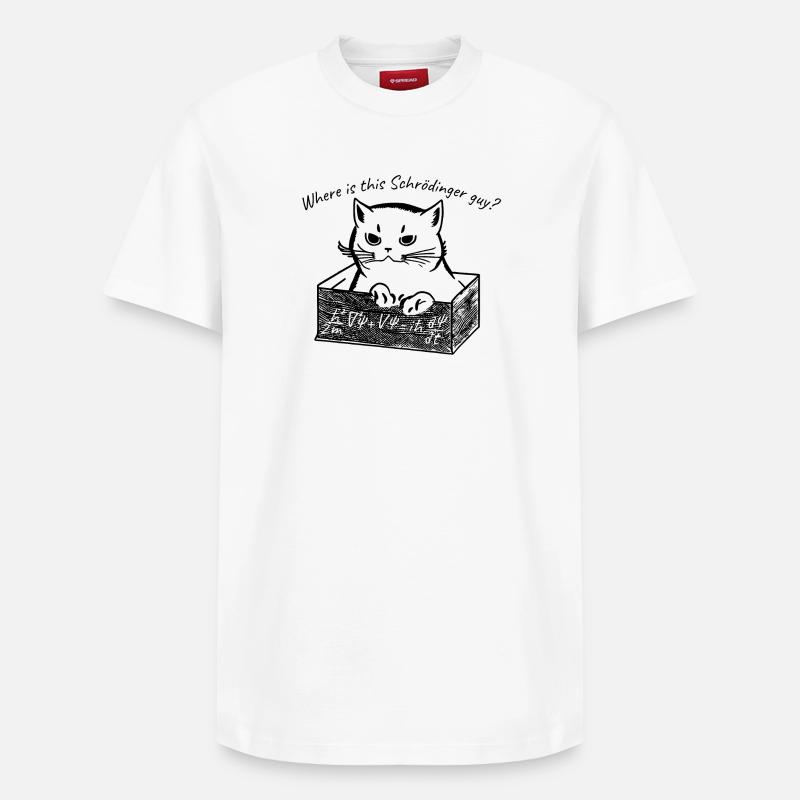 Chat de Schödinger - T-shirt unisexe décontracté en coton Supima – de SPREAD - blanc