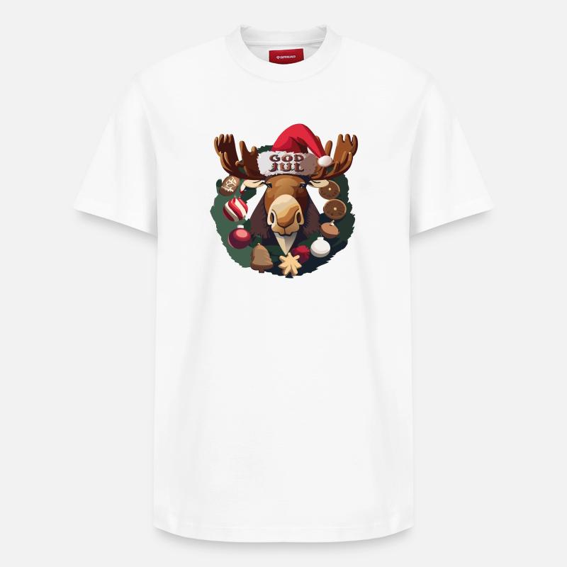 God Jul - Moose - Mosses - Relaxed Unisex Supima Cotton T-Shirt – by SPREAD - white