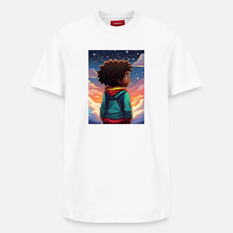 Ciel nocturne Aventure Enfants Design - T-shirt unisexe décontracté en coton Supima – de SPREAD - blanc