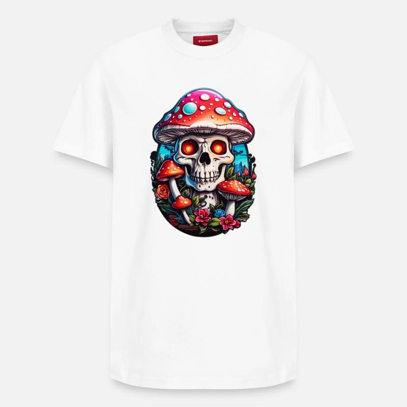 Champignon crâne - T-shirt unisexe décontracté en coton Supima – de SPREAD - blanc