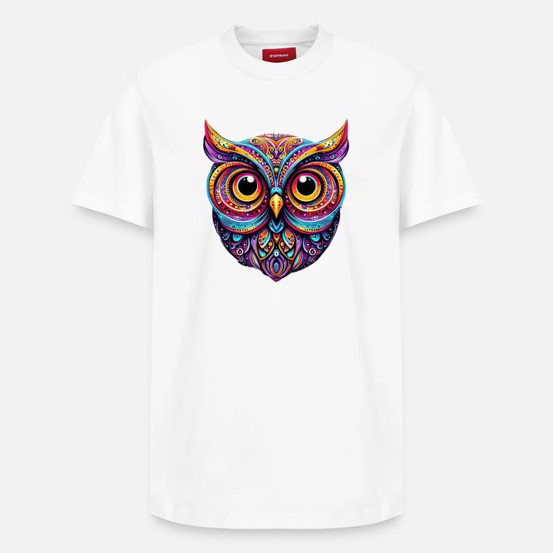 Eule - Relaxed Unisex Supima Cotton T-Shirt – von SPREAD - Weiß