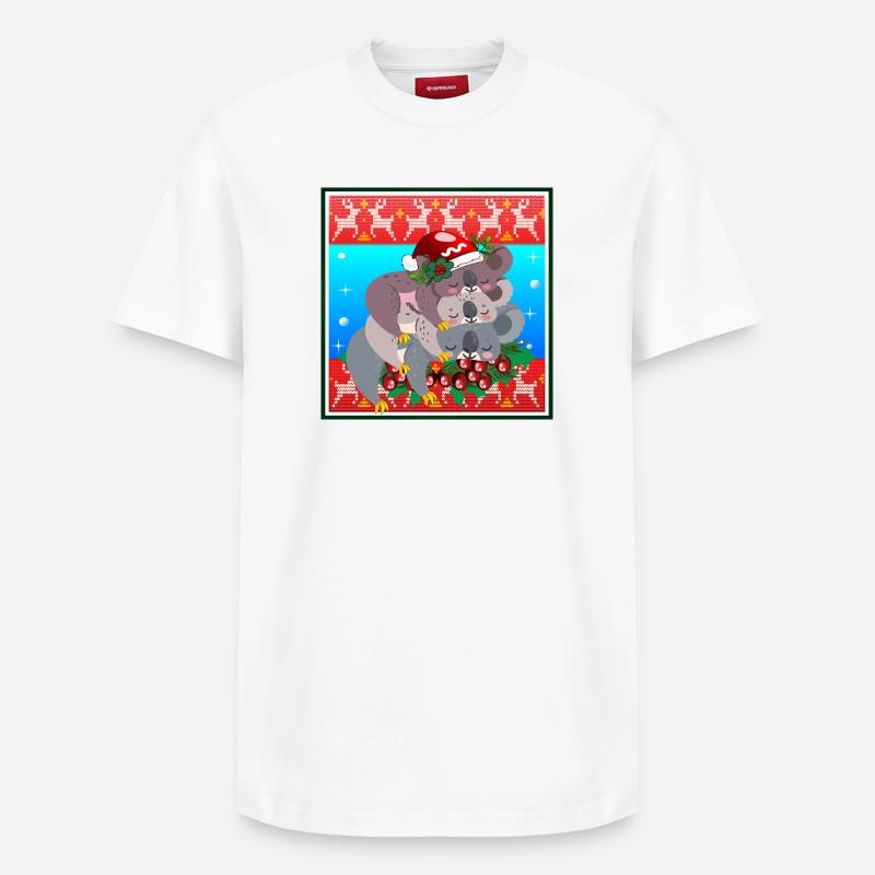 HÄSSLICHER WEIHNACHTSPULLOVER - KOALA BEAR FAMILY - Relaxed Unisex Supima Cotton T-Shirt – von SPREAD - Weiß