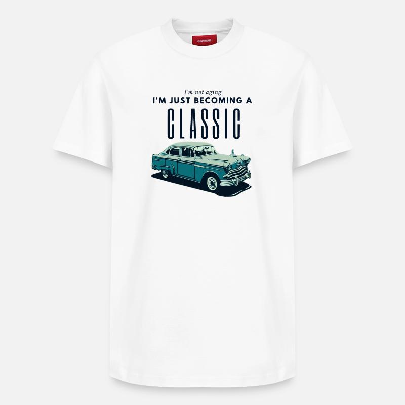 Oldtimer Zeitalter Nostalgie Design - Relaxed Unisex Supima Cotton T-Shirt – von SPREAD - Weiß