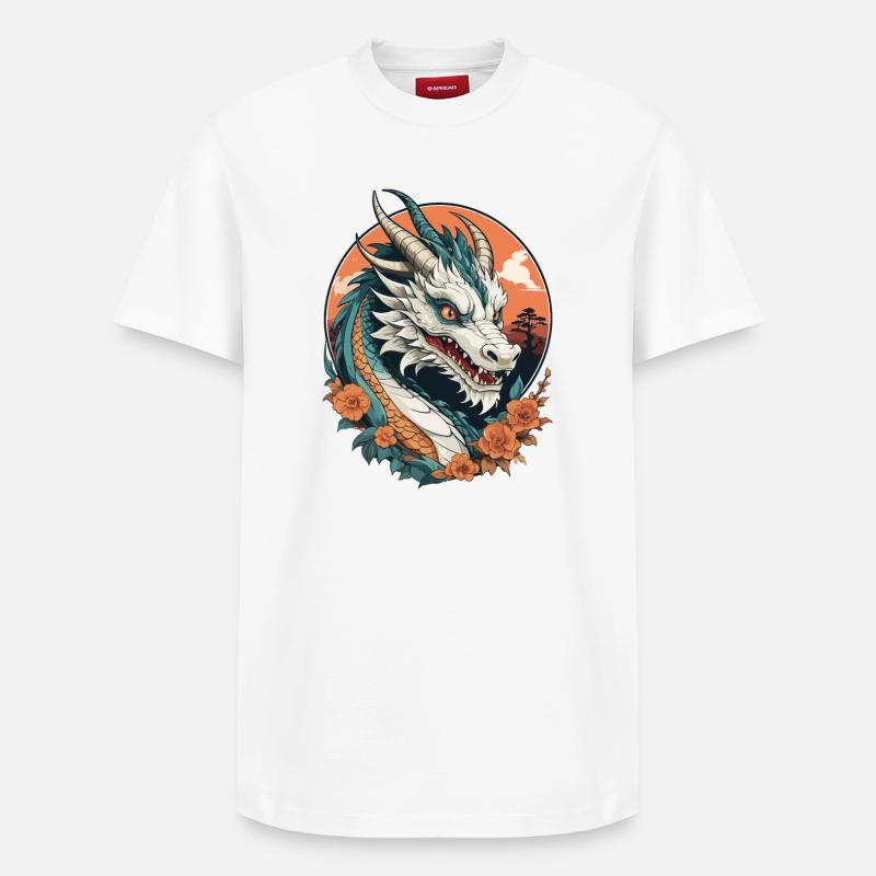 Dragon chinois - T-shirt unisexe décontracté en coton Supima – de SPREAD - blanc