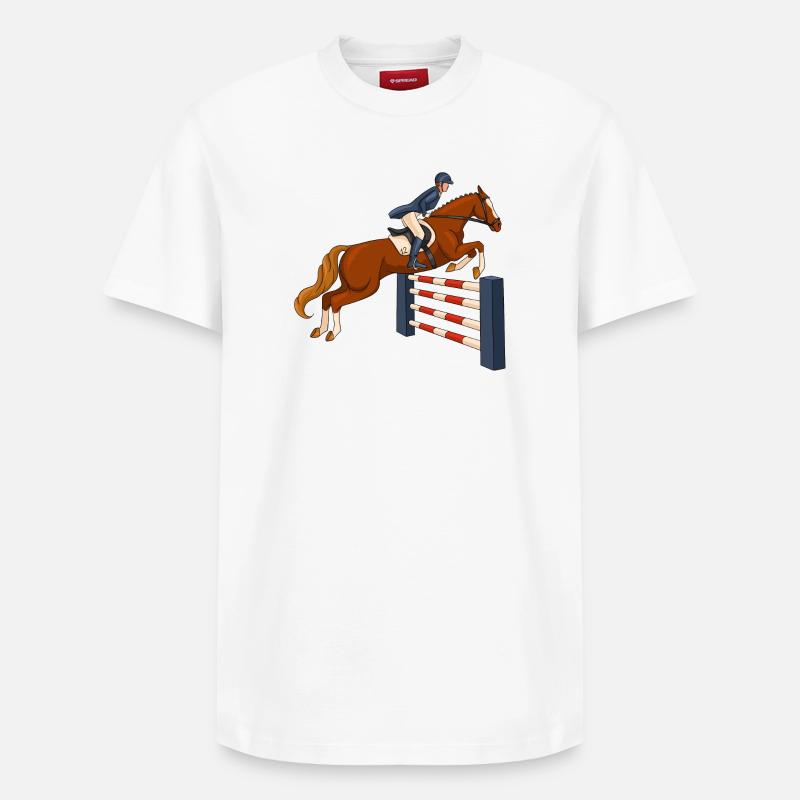 cheval, cavalier, équitation - T-shirt unisexe décontracté en coton Supima – de SPREAD - blanc