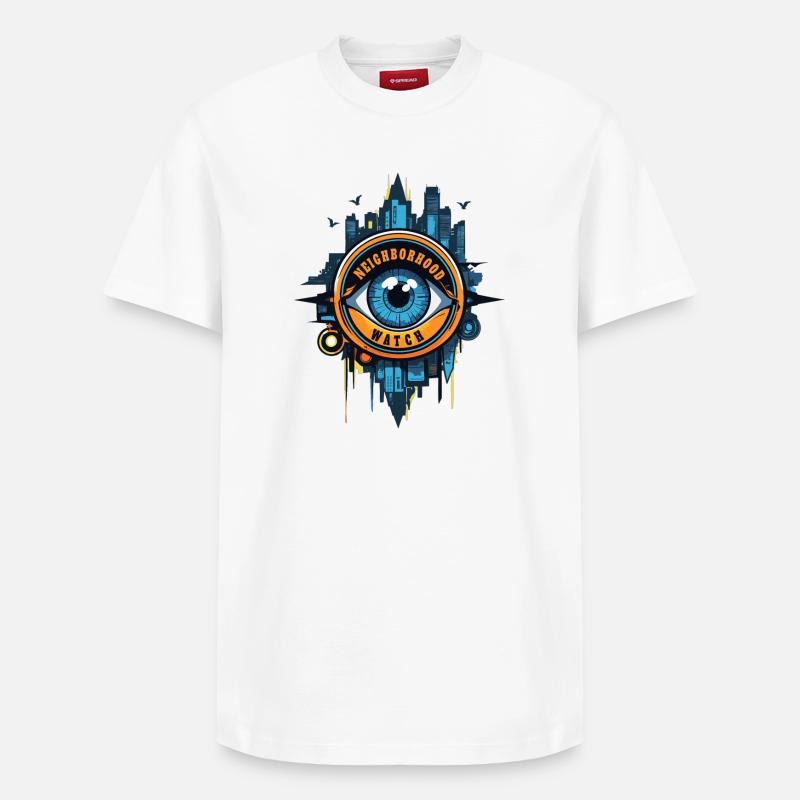 Œil de surveillance de quartier - T-shirt unisexe décontracté en coton Supima – de SPREAD - blanc