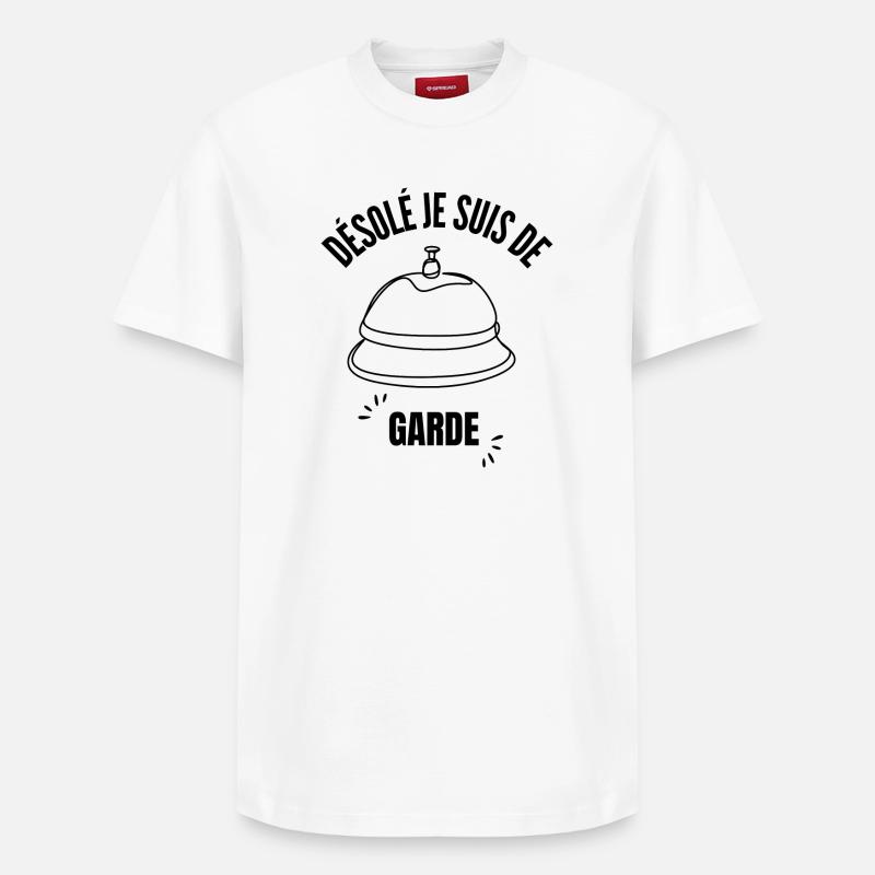 Désolé je suis de garde - T-shirt unisexe décontracté en coton Supima – de SPREAD - blanc