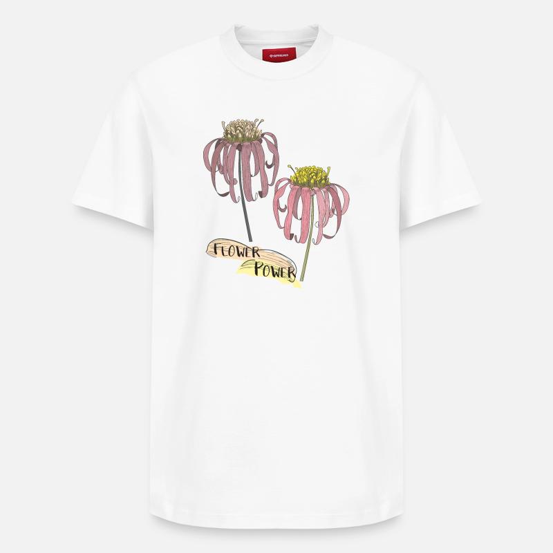 Échinacée, échinacée - T-shirt unisexe décontracté en coton Supima – de SPREAD - blanc