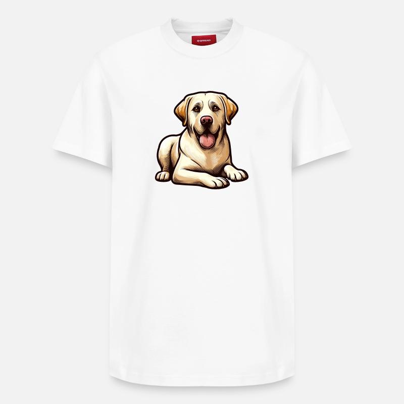 Chiot Labrador Joyeux Illustration - T-shirt unisexe décontracté en coton Supima – de SPREAD - blanc
