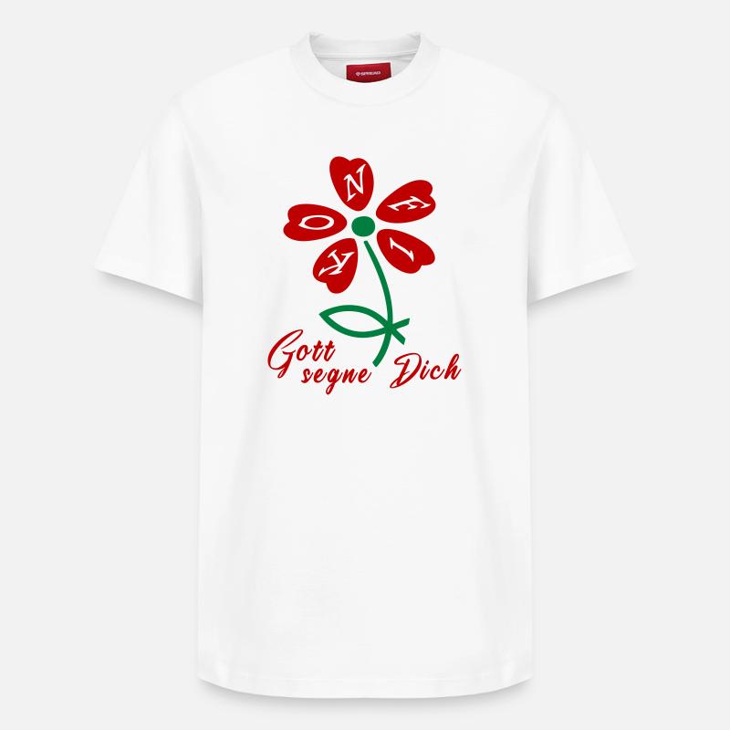 Que Dieu vous bénisse, confirmation - T-shirt unisexe décontracté en coton Supima – de SPREAD - blanc