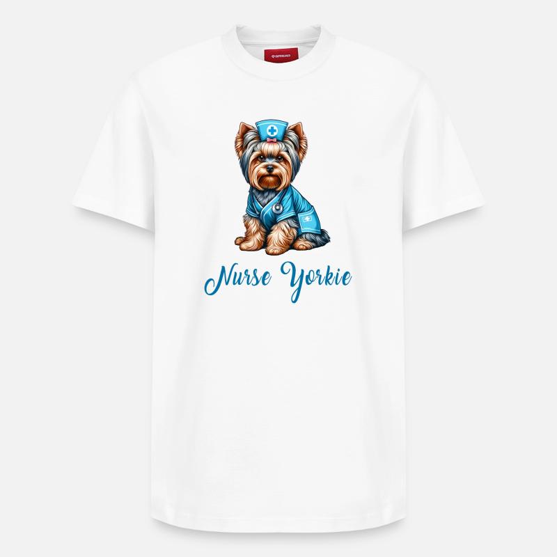 Infirmière Yorkshire Terrier - T-shirt unisexe décontracté en coton Supima – de SPREAD - blanc