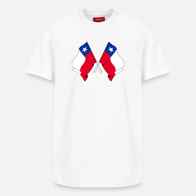 Deux drapeaux croisés du Chili - T-shirt unisexe décontracté en coton Supima – de SPREAD - blanc
