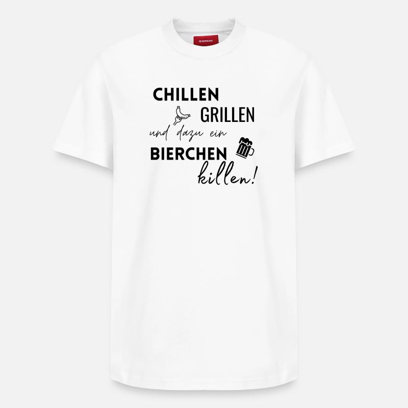 Chillen Grillen Bierchen killen - Relaxed Unisex Supima Cotton T-Shirt – von SPREAD - Weiß