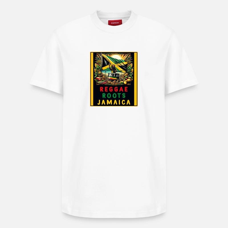 Reggae roots Jamaïque - T-shirt unisexe décontracté en coton Supima – de SPREAD - blanc