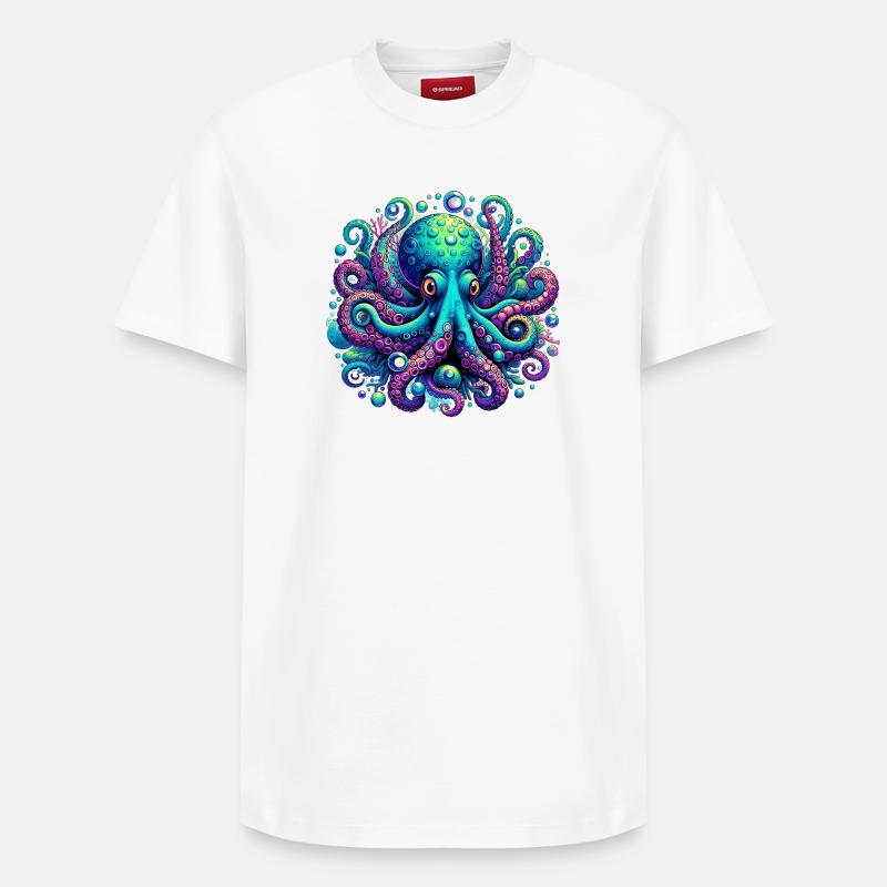Krake - Relaxed Unisex Supima Cotton T-Shirt – von SPREAD - Weiß