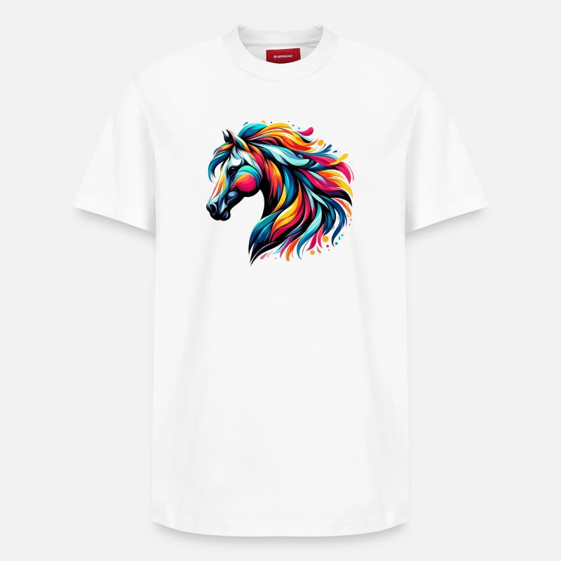 Pferd - Relaxed Unisex Supima Cotton T-Shirt – von SPREAD - Weiß