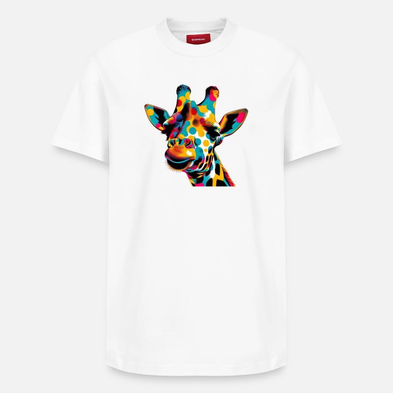 Girafe Pop Art - T-shirt unisexe décontracté en coton Supima – de SPREAD - blanc